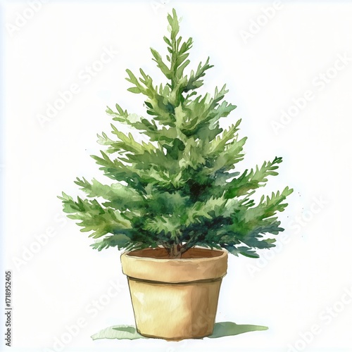 Decorative Green Plant in a Beige Pot Against a White Background for Home or ...
