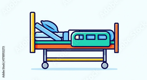 Hospital bed cartoon vector illustration for medical equipment and healthcare facility design needs and projects