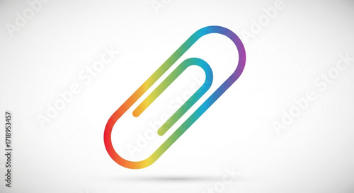 Rainbow colored paper clip vector illustration for office supplies and stationery design elements clip art