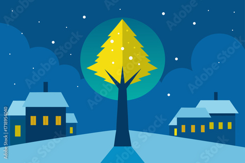 winter landscape with houses