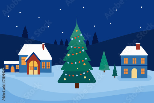 winter landscape with houses