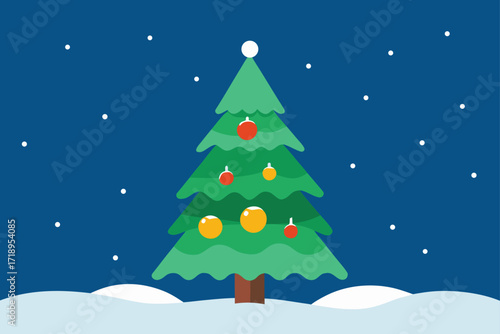 christmas tree with snow