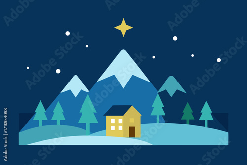 winter landscape with houses