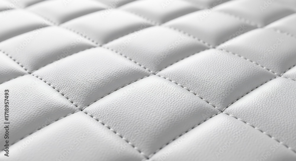 Fototapeta premium Closeup of white quilted material with diamond stitching