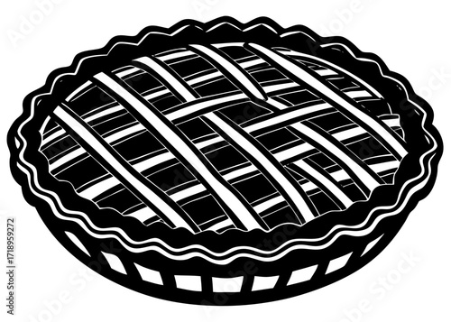 Pie Silhouette with Lattice Crust, Homemade Dessert SVG, PNG
