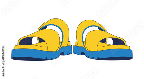 Vibrant dual tone sandals a minimalist illustration of footwear fashion with summer season concept showing comfort and trendy design