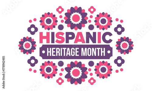 National Hispanic Heritage Month in September and October. Hispanic and Latino Americans culture. Celebrate annual in United States. Poster, card, banner and background. Vector illustration