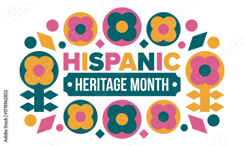National Hispanic Heritage Month in September and October. Hispanic and Latino Americans culture. Celebrate annual in United States. Poster, card, banner and background. Vector illustration