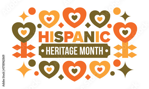 National Hispanic Heritage Month in September and October. Hispanic and Latino Americans culture. Celebrate annual in United States. Poster, card, banner and background. Vector illustration