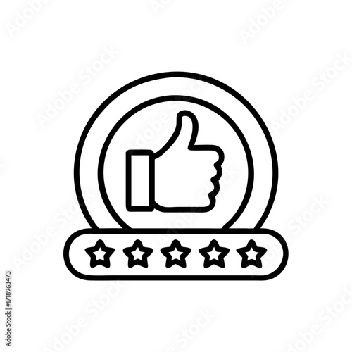 customer review icon in line style, quality rating vector illustration isolated on white background, feedback, five stars business concept, editable stroke,
