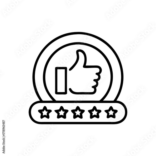 customer review icon in line style, quality rating vector illustration isolated on white background, feedback, five stars business concept, editable stroke,