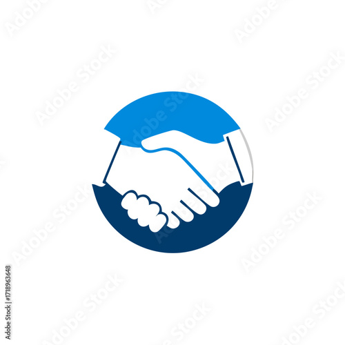 Handshake Icon in flat style, Teamwork and friendship logo isolated on white background, business deal concept, vector illustration