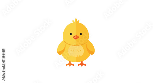 Delightful minimalistic flat illustration of a yellow chick for spring or easter time celebrations depicting innocence and cuteness in design