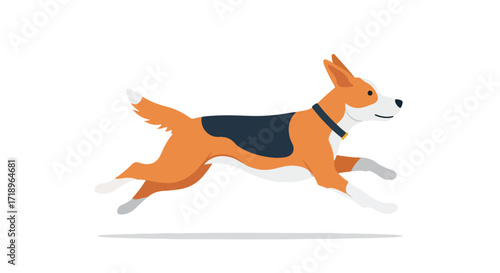 Animated dog character in full stride, showcasing dynamic motion and a sleek, modern design for diverse digital applications and creative projects