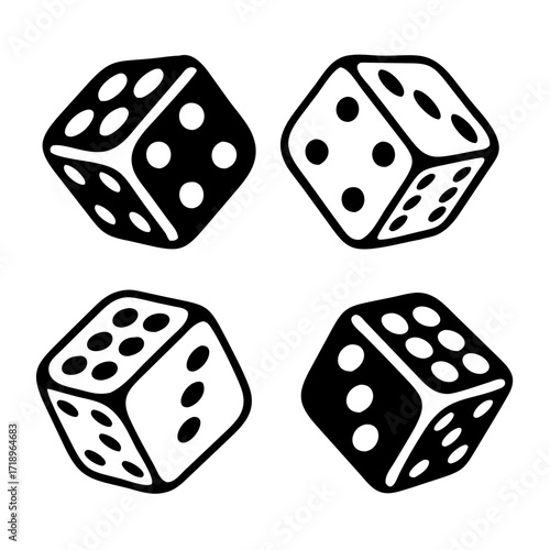 Two Dice icon. casino symbol isolated on White Background, gambling game business concept, Vector Illustration