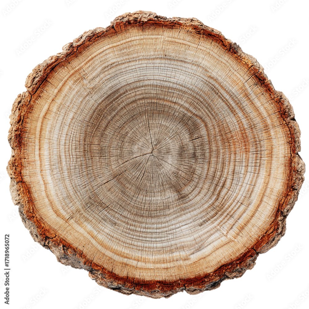 Fototapeta premium Capture the essence of time with this stunning log slice, perfect for adding rustic charm and natural beauty to your designs and projects