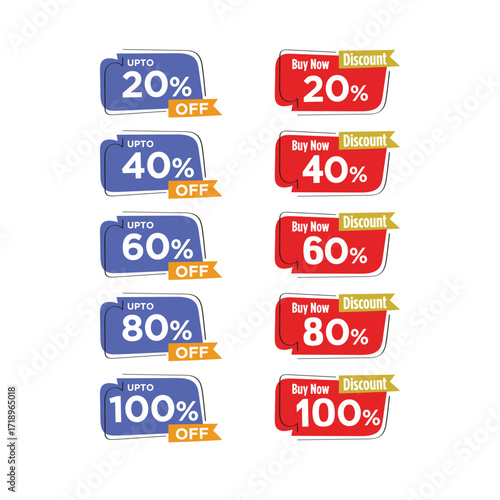 Discount Stickers Now with 20% to 100% Off! Eye-catching sale badges for your next promotion!