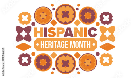 National Hispanic Heritage Month in September and October. Hispanic and Latino Americans culture. Celebrate annual in United States. Poster, card, banner and background. Vector illustration