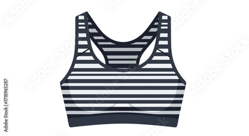 Stylish striped sports bra illustration on a white background for fitness enthusiasm and active lifestyles emphasizing comfort and fashion forward