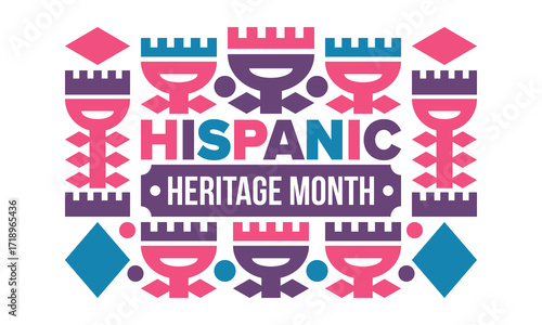 National Hispanic Heritage Month in September and October. Hispanic and Latino Americans culture. Celebrate annual in United States. Poster, card, banner and background. Vector illustration