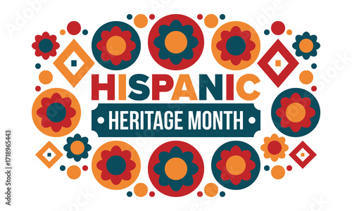 National Hispanic Heritage Month in September and October. Hispanic and Latino Americans culture. Celebrate annual in United States. Poster, card, banner and background. Vector illustration