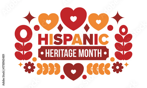 National Hispanic Heritage Month in September and October. Hispanic and Latino Americans culture. Celebrate annual in United States. Poster, card, banner and background. Vector illustration