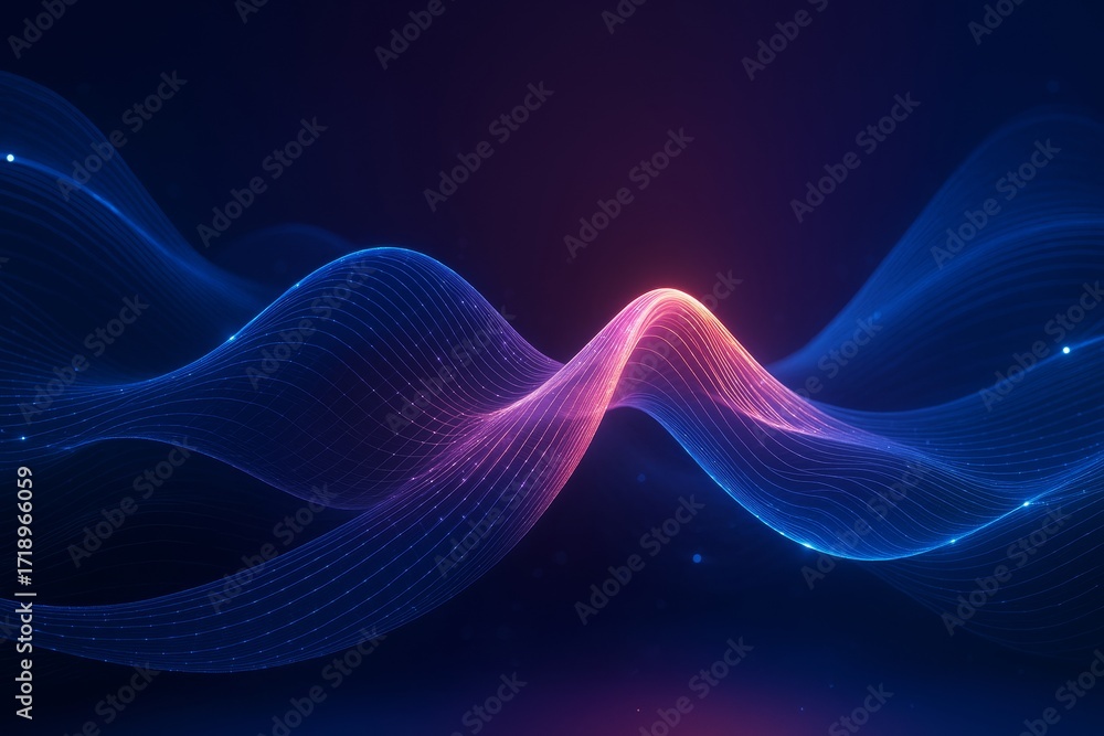 Fototapeta premium Abstract glowing wave lines with neon colors on dark background illustrating futuristic light energy and technology motion concept.