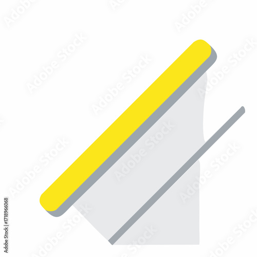 Illustration of a squeegee with a yellow handle and grey blade.