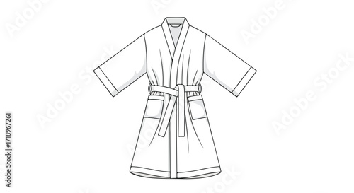 Stylish Bathrobe Technical Drawing for Fashion Design and Product Development Projects