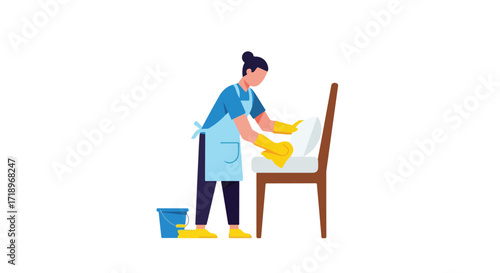 Person cleaning a chair with diligence and care showcasing home upkeep highlighting the importance of meticulous household maintenance and hygiene