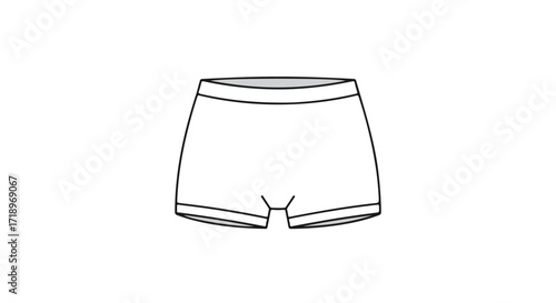 Illustration of white underwear briefs isolated on a clean backdrop, simple design element drawing, essential apparel concept, lingerie sketch,