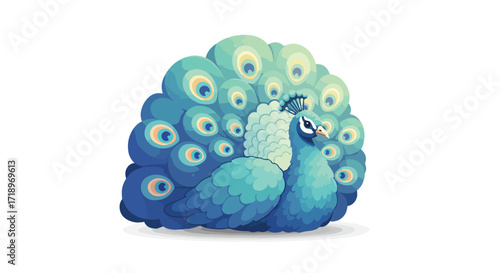 Stylish peacock illustration with vibrant feathers and artistic detail, a symbol of beauty and elegance captured in a vector design