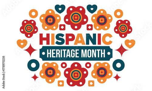 National Hispanic Heritage Month in September and October. Hispanic and Latino Americans culture. Celebrate annual in United States. Poster, card, banner and background. Vector illustration