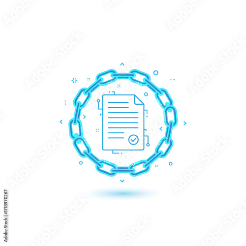 Digital Smart Contract Symbol with Blockchain Chain Links - AI Generated 