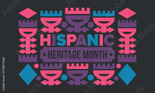 National Hispanic Heritage Month in September and October. Hispanic and Latino Americans culture. Celebrate annual in United States. Poster, card, banner and background. Vector illustration