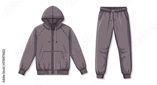Cozy Cartoon Sportswear: A Graphite Gray Hoodie and Joggers Ensemble for Relaxed Style and Casual Comfort