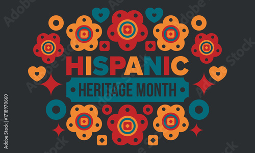 National Hispanic Heritage Month in September and October. Hispanic and Latino Americans culture. Celebrate annual in United States. Poster, card, banner and background. Vector illustration