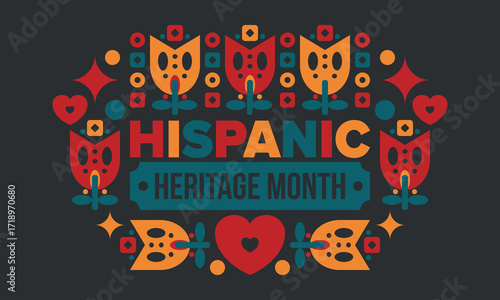 National Hispanic Heritage Month in September and October. Hispanic and Latino Americans culture. Celebrate annual in United States. Poster, card, banner and background. Vector illustration