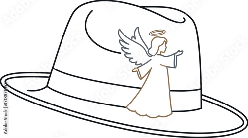 Vector art of angel on a hat