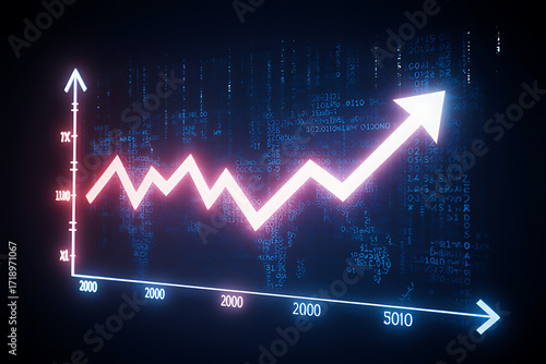Financial Line Graph with Upward Movement and Fluctuations