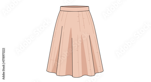 A-line Skirt Illustration in Light Pink, showcasing its soft pleats and versatile silhouette ideal for fashion design