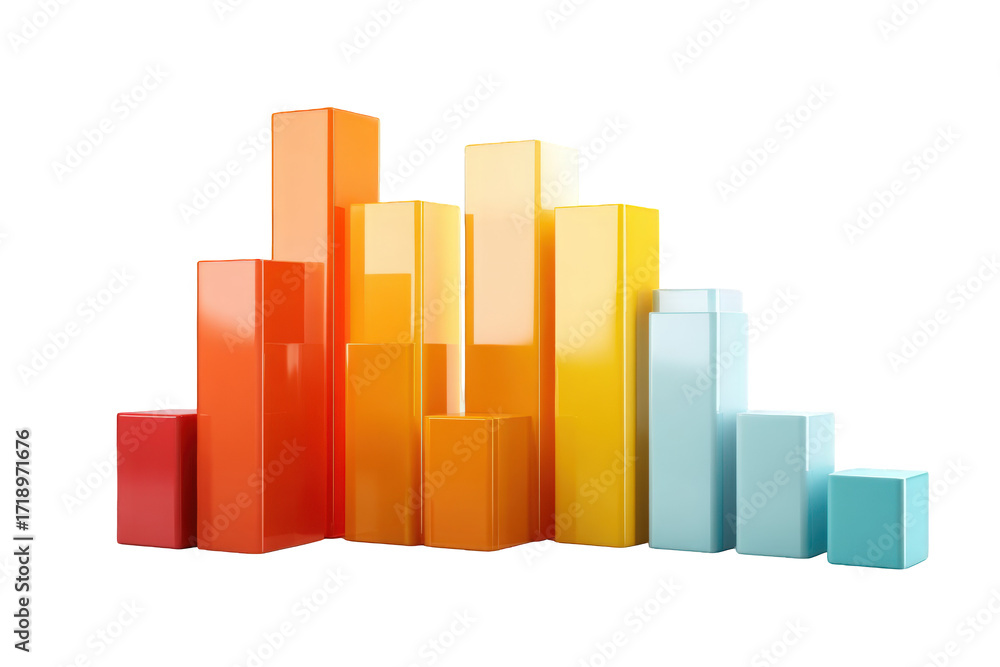 Fototapeta premium Abstract 3D bar graph in vibrant colors