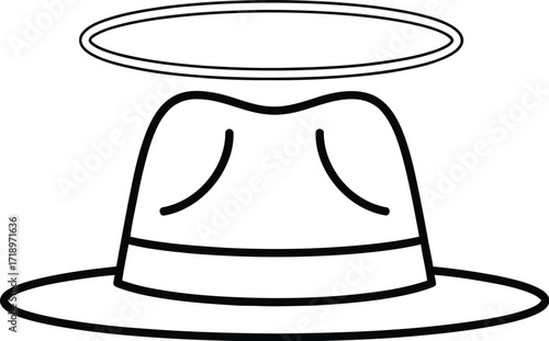 Vector art of fedora with halo for religious concepts