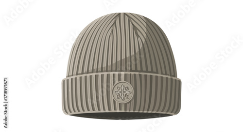 Stylish knitted beanie with snowflake emblem providing warmth and casual winter apparel, essential hat for urban dwellers seeking simple and modern