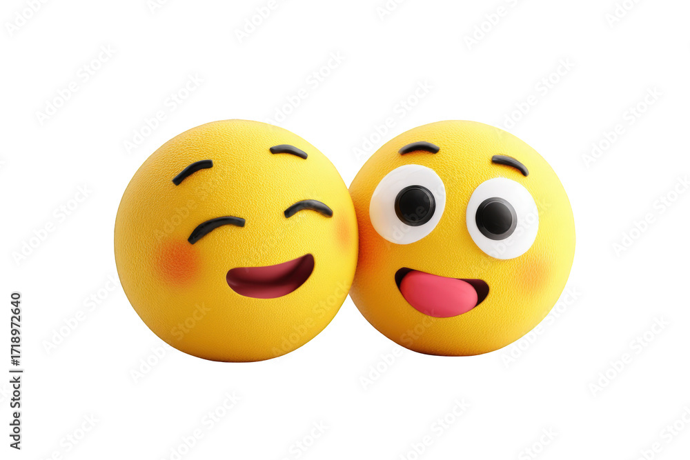 Fototapeta premium Two cartoon smiley faces