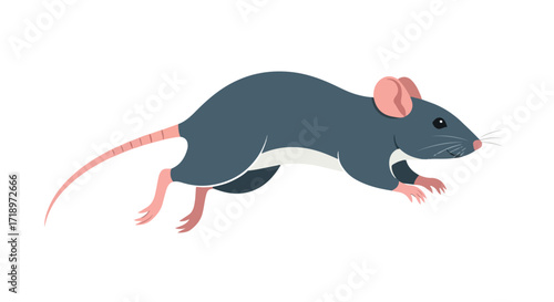 Cartoon illustration depicting a stylized rat in motion against a plain white background for creative projects