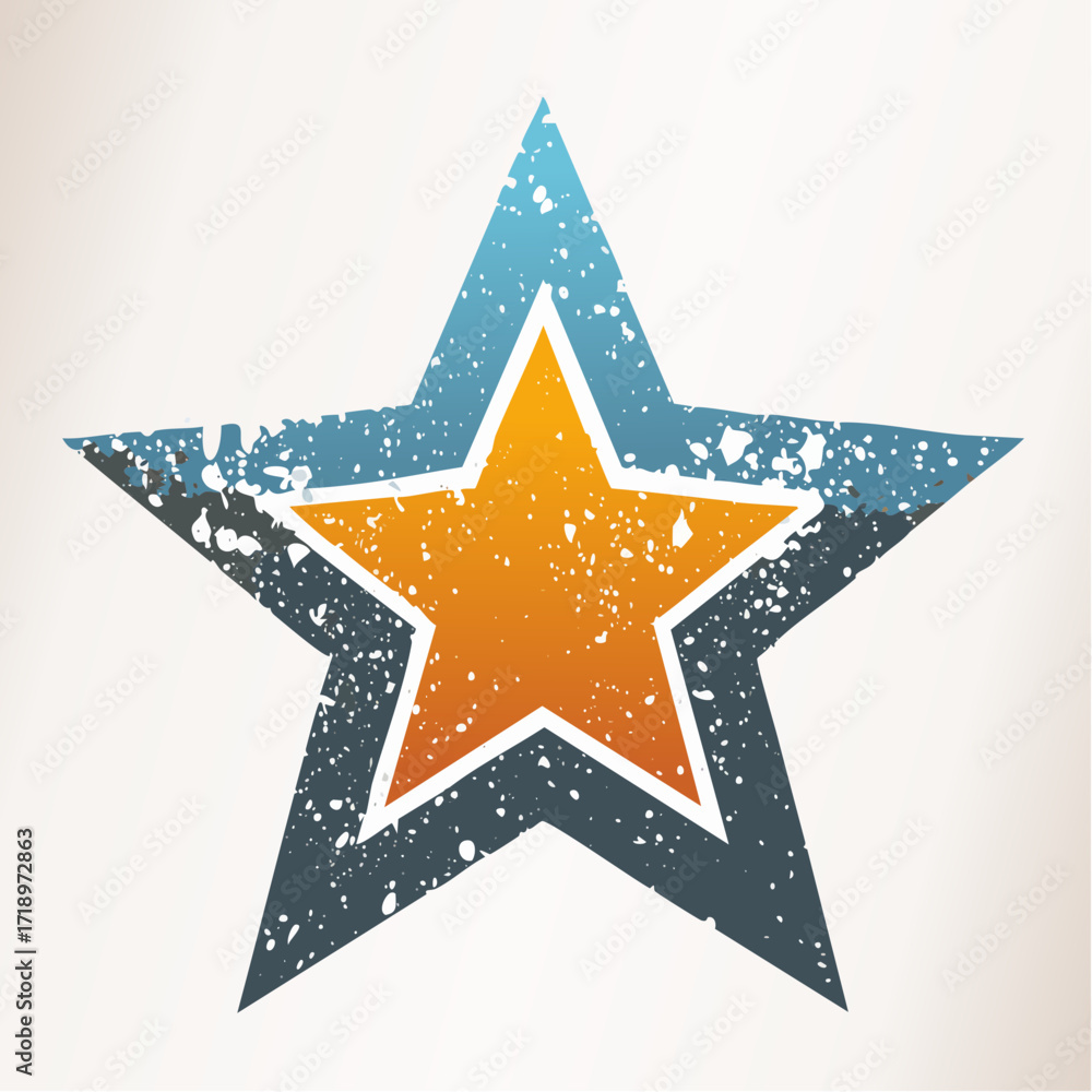 Obraz premium A detailed illustration of a star with a textured, distressed appearance, featuring multiple layers.