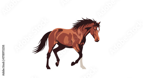 Elegant horse illustration showcases the powerful animal in smooth lines and shades of brown conveying strength and freedom