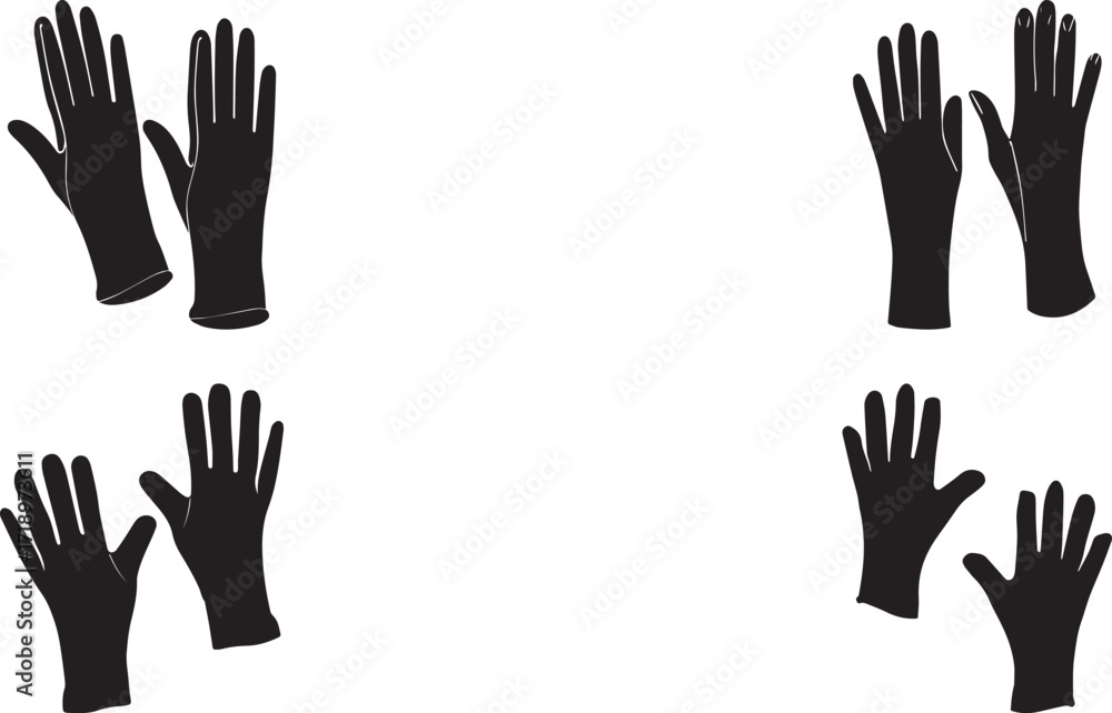 Obraz premium A set of Black and white hand silhouette holding fingers vector illustration