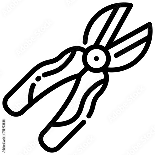 Black outline of an open pair of garden shears.